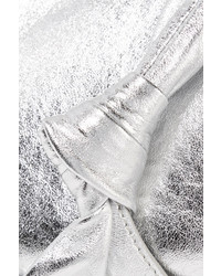 Loeffler Randall Knot Mini Metallic Leather Tote Silver