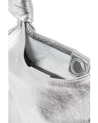 Loeffler Randall Knot Mini Metallic Leather Tote Silver