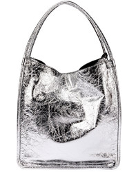 Proenza Schouler Medium Metallic Leather Tote Bag Silver