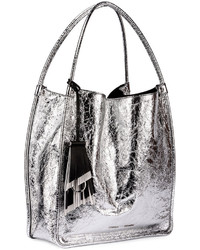 Proenza Schouler Medium Metallic Leather Tote Bag Silver