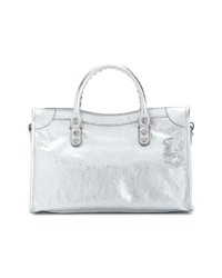 Balenciaga Silver Classic City Small Leather Tote Bag