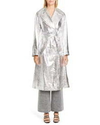 Silver Leather Trenchcoat