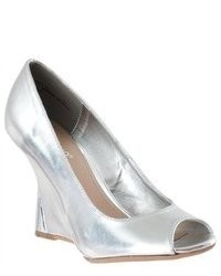 Riverberry Naya Wedge Heel Peep Toe Shoes Silver Size 65