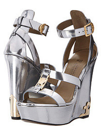 Versace Collection Metallic Wedge Sandal Wedge Shoes