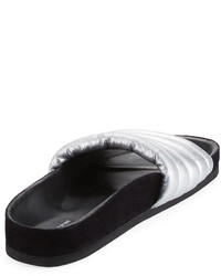 Isabel Marant Hellea Metallic Slide Sandal Silver