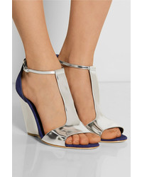 Rupert Sanderson June Mirrored Leather And Suede Wedge Sandals