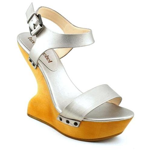 ... Sandals: Luxury Rebel Garance Silver Leather Wedge Sandals Shoes Uk 8