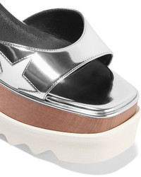 Stella McCartney Metallic Faux Leather Platform Sandals Silver