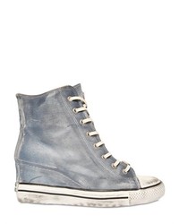80mm Waxed Leather Wedge Sneakers