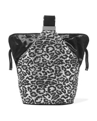 Silver Leopard Canvas Bucket Bag