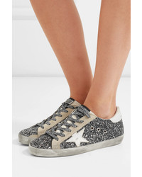 Golden Goose Deluxe Brand Superstar Distressed Glittered Leather Sneakers