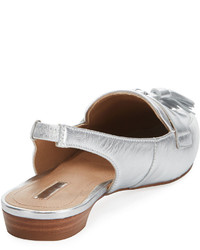 Elie Tahari Pacer Loafer Style Slingback Flat Silver