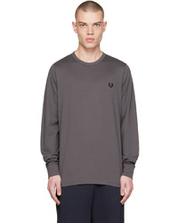 Fred Perry Gray Laurel Wreath Long Sleeve T Shirt