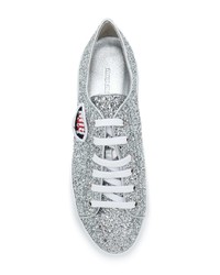 Miu Miu Patch Embroidered Glittered Sneakers