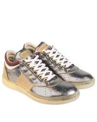 Puma Alexander Mcqueen Amq Joust Lo Iii Silver Metallic Lace Up Sneakers