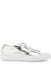 Common Projects Silver Achilles Lace Up Leather Sneakers