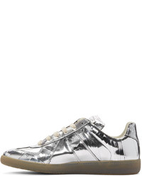 Maison Margiela Silver Metallic Cracked Replica Sneakers