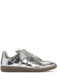 Maison Margiela Silver Metallic Cracked Replica Sneakers