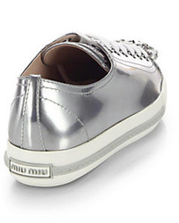 Miu Miu Swarovski Crystal Cap Toe Patent Leather Sneakers