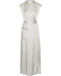 Maison Margiela Satin Jacquard Wrap Maxi Dress Silver