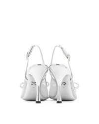 Dolce And Gabbana Silver Mesh Bejewelled Bow Slingback Heels