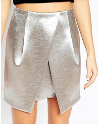 Asos Collection Metallic Asymmetric Layer Mini Skirt