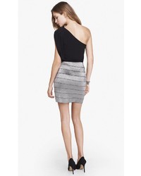 Express Metallic Elastic Stripe Mini Skirt