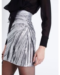Saint Laurent Pleated Metallic Mini Skirt