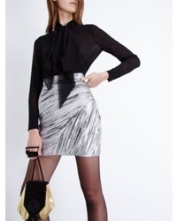 Saint Laurent Pleated Metallic Mini Skirt