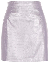 River Island Purple Metallic Leather Look Skirt