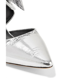 Proenza Schouler Mirrored Leather Mules Silver