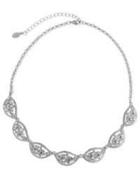 2028 Necklace Silver Tone Crystal Leaf Necklace