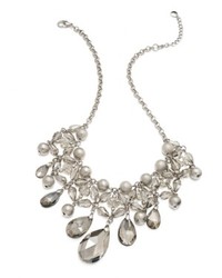 Alfani Silver Tone Glass Teardrop Statet Necklace