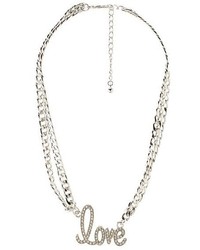Charlotte Russe Rhinestone Love Double Chain Necklace