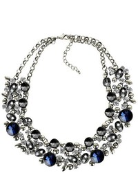 Collar Necklace With Stones Silver And Blue