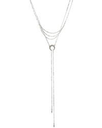 Fragments for Neiman Marcus Fragts Long Pave Crescent Bolo Necklace Silver