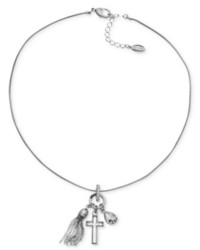 Guess Necklace Silver Tone Charm Necklace