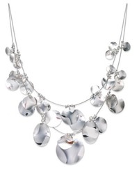 Macy's Sequin Necklace Silver Tone Chip Illusion Necklace