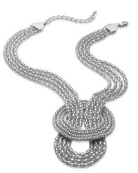 Macy's Sequin Necklace Silver Tone Mesh Knot Four Row Necklace