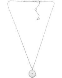 Michael Kors Michl Kors Logo Disc Necklace Silver Color