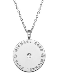 Michael Kors Michl Kors Logo Disc Necklace Silver Color