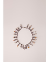 Missguided Antique Drop Shell Choker Necklace Silver