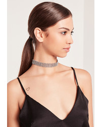Missguided Diamante Choker Necklace Silver