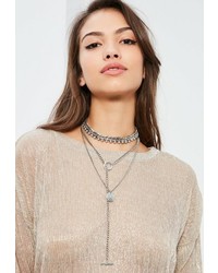 Missguided Silver Layered Hardware Necklace