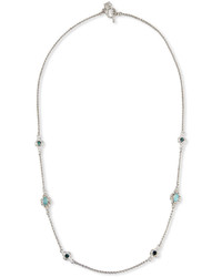 Armenta New World Turquoise Quartz Doublet Station Necklace With Diamonds