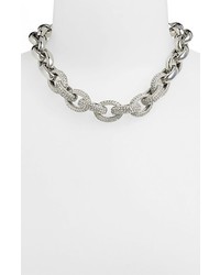 Nordstrom Pave Link Collar Necklace Silver Clear