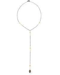 Armenta Old World Blackened Silver Lariat Necklace With Diamonds