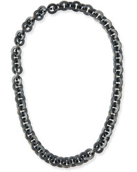 Todd Reed Oxidized Silver Link Necklace W Brilliant Cut Black Diamonds