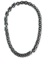Todd Reed Oxidized Silver Link Necklace W Brilliant Cut Black Diamonds