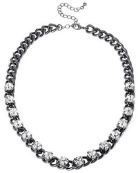 Robert Rose Rhinestone And Chain Link Collar Necklace